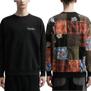 MARKET RW Colorado Quited Crewneck in Black / Multi, Size Large New w/o Tag